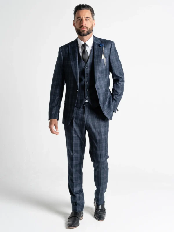 Charles - Navy Blue with Black and Lilac Checks 14 Charles - Navy Blue with Black and Lilac Checks