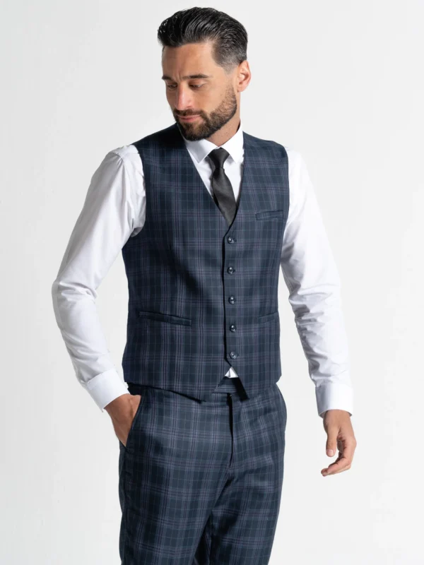 Charles - Navy Blue with Black and Lilac Checks 23 Charles - Navy Blue with Black and Lilac Checks