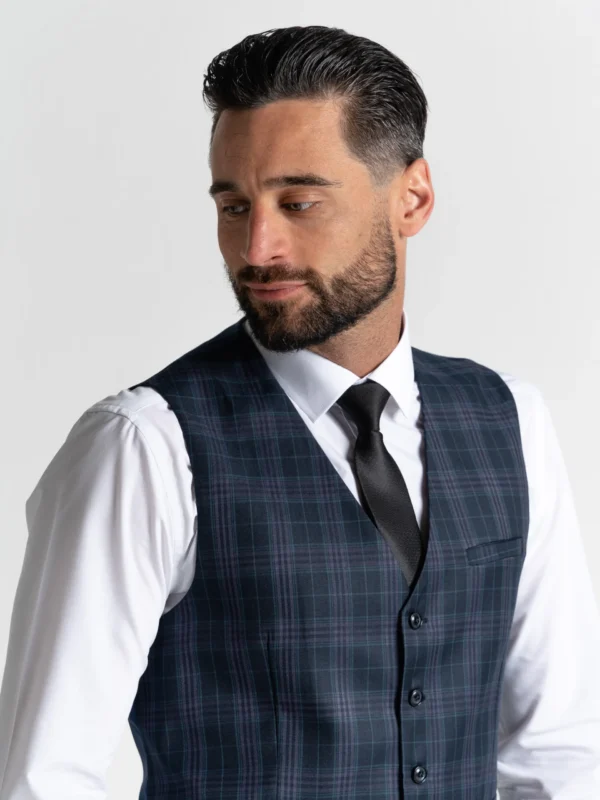 Charles - Navy Blue with Black and Lilac Checks 24 Charles - Navy Blue with Black and Lilac Checks
