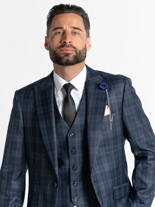 Charles - Navy Blue with Black and Lilac Checks 16 Charles - Navy Blue with Black and Lilac Checks