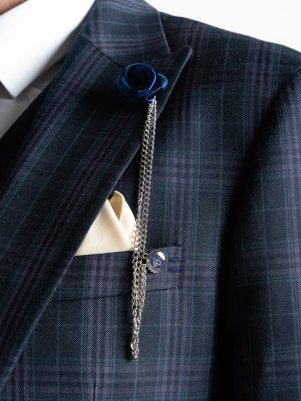 Charles - Navy Blue with Black and Lilac Checks 17 Charles - Navy Blue with Black and Lilac Checks