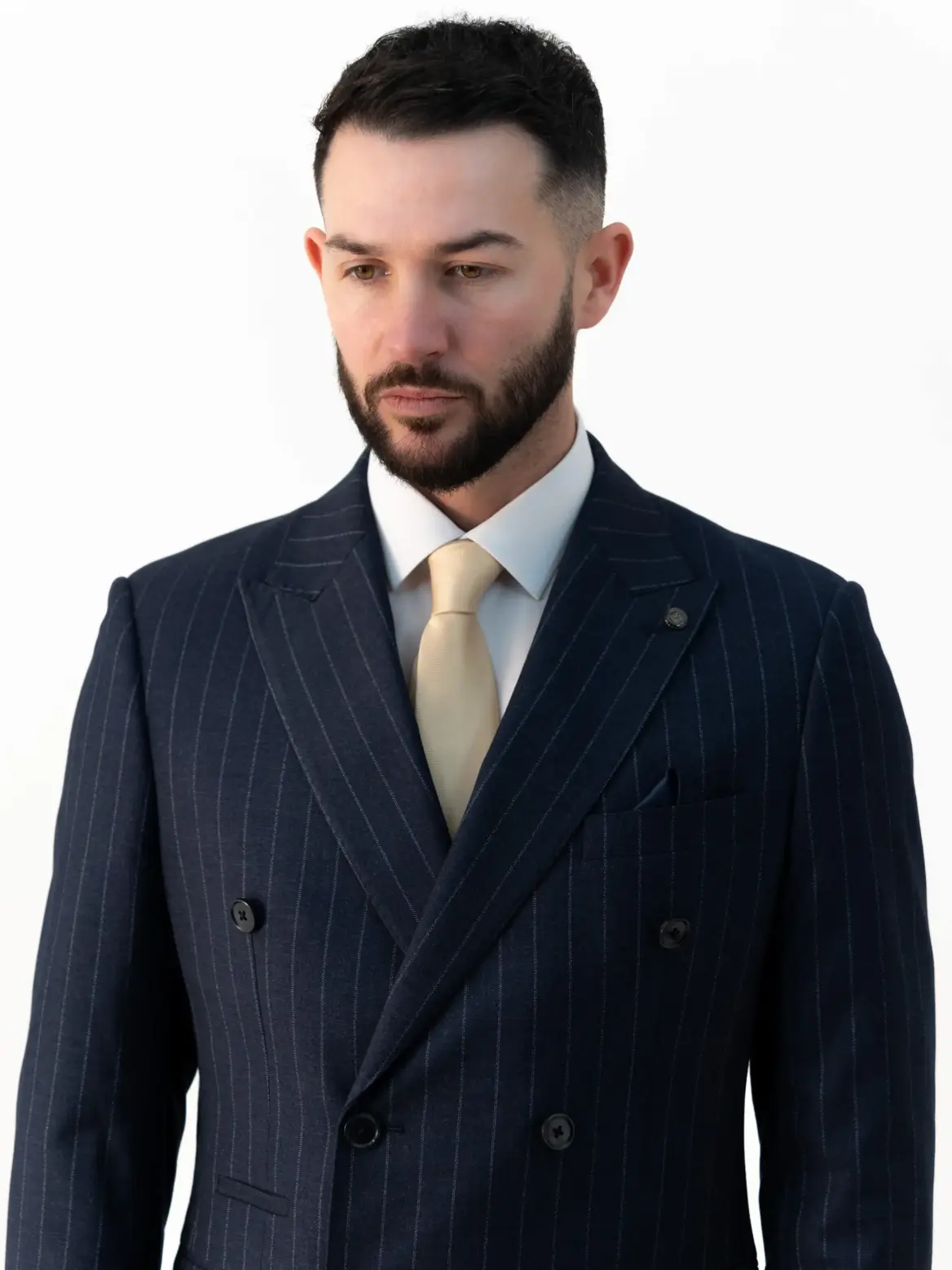 Connor - Navy Pinstripe Double Breasted Two Piece Suit - Image 3