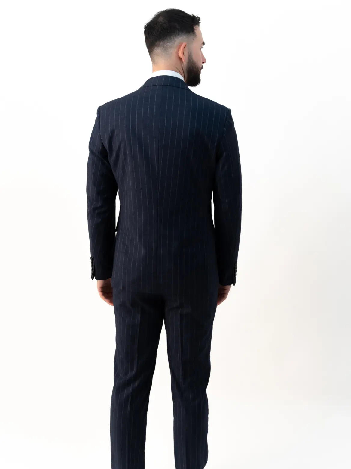 Connor - Navy Pinstripe Double Breasted Two Piece Suit - Image 5