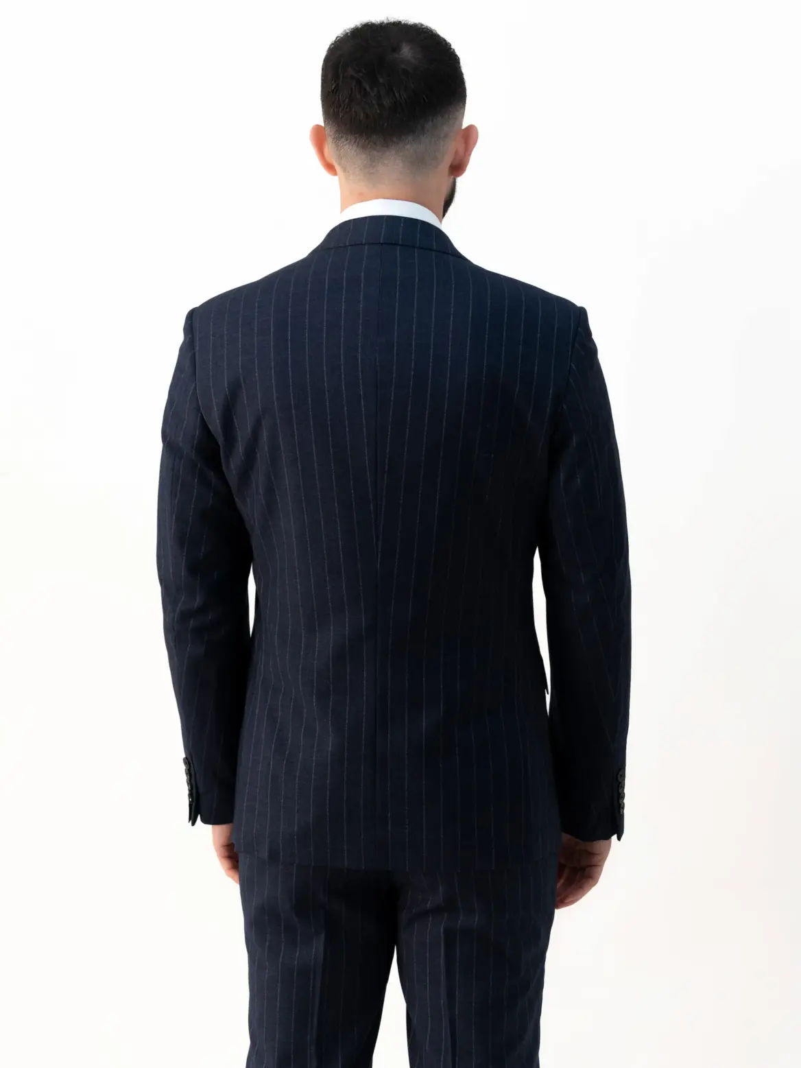 Connor - Navy Pinstripe Double Breasted Two Piece Suit - Image 4