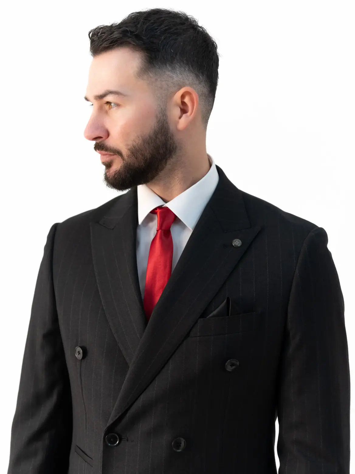 Connor - Black Pinstripe Double Breasted Two Piece Suit - Image 3