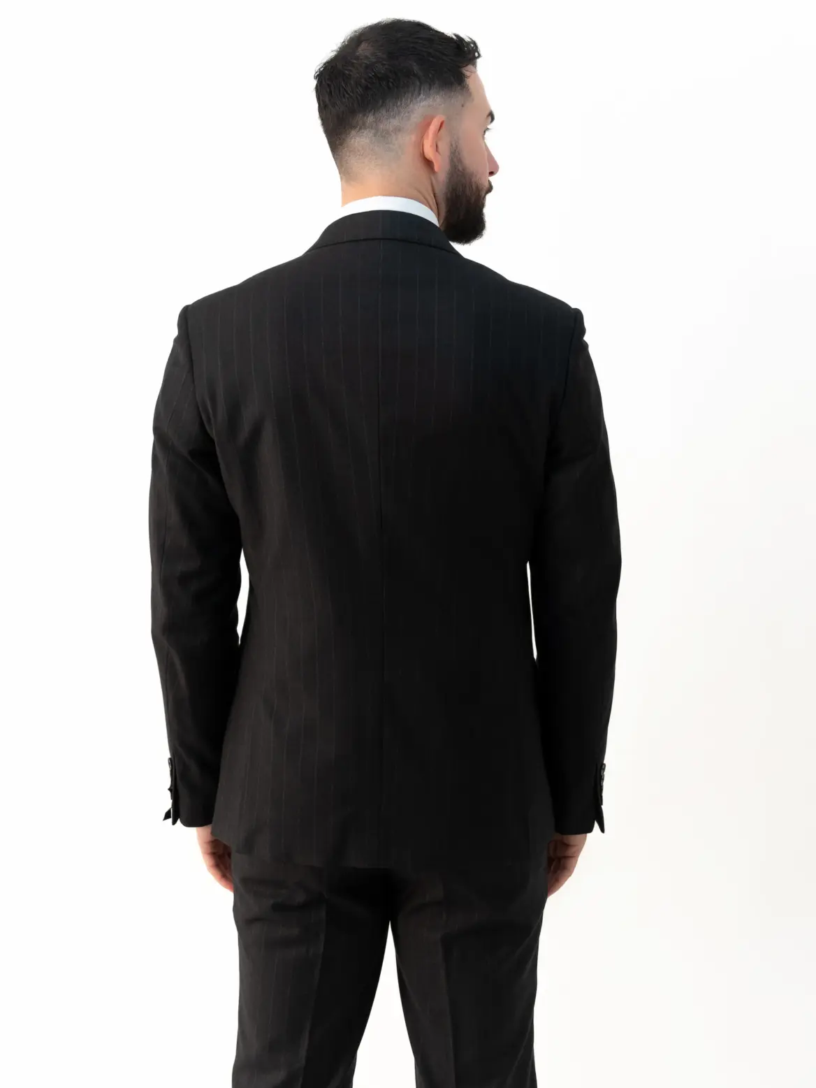 Connor - Black Pinstripe Double Breasted Two Piece Suit - Image 4