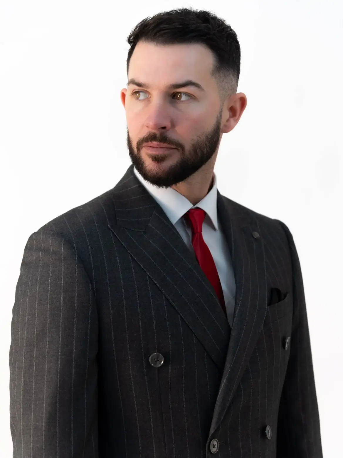 Connor - Grey Pinstripe Double Breasted Two Piece Suit - Image 2