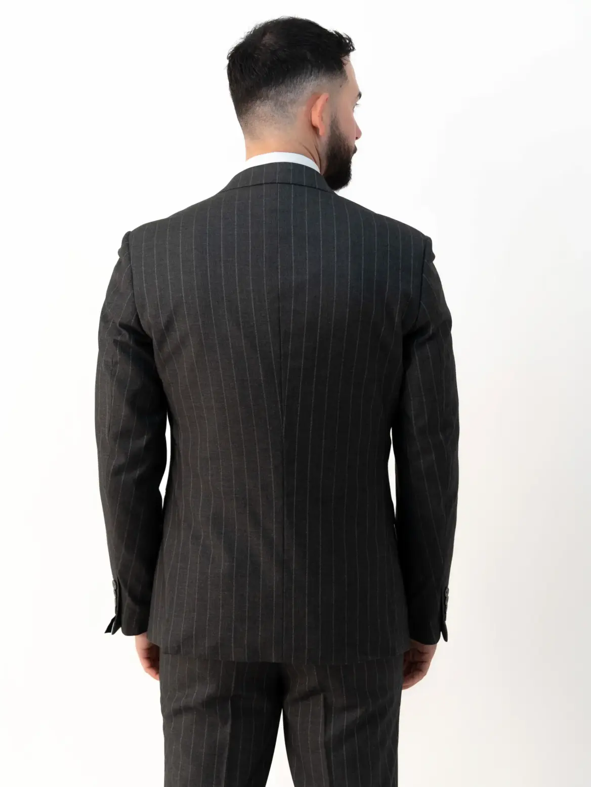 Connor - Grey Pinstripe Double Breasted Two Piece Suit - Image 4