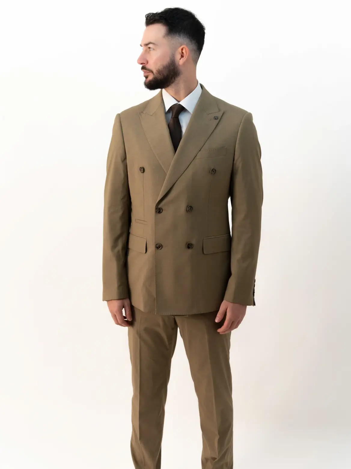 Issa - Olive Double Breasted Two Piece Suit