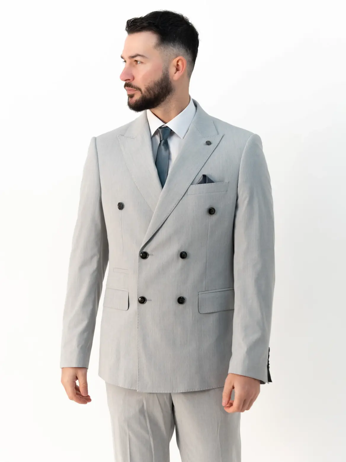 Issa - Silver Double Breasted Two Piece Suit - Image 2