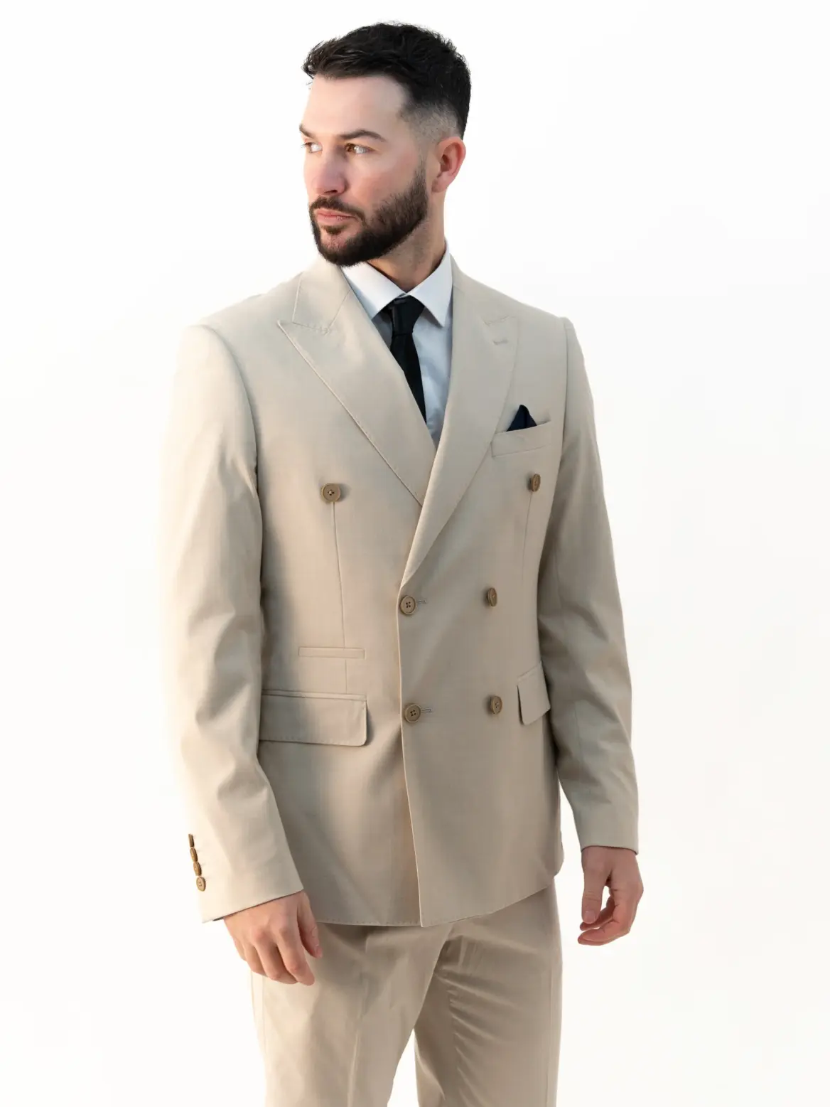 Issa - Stone Double Breasted Two Piece Suit - Image 3