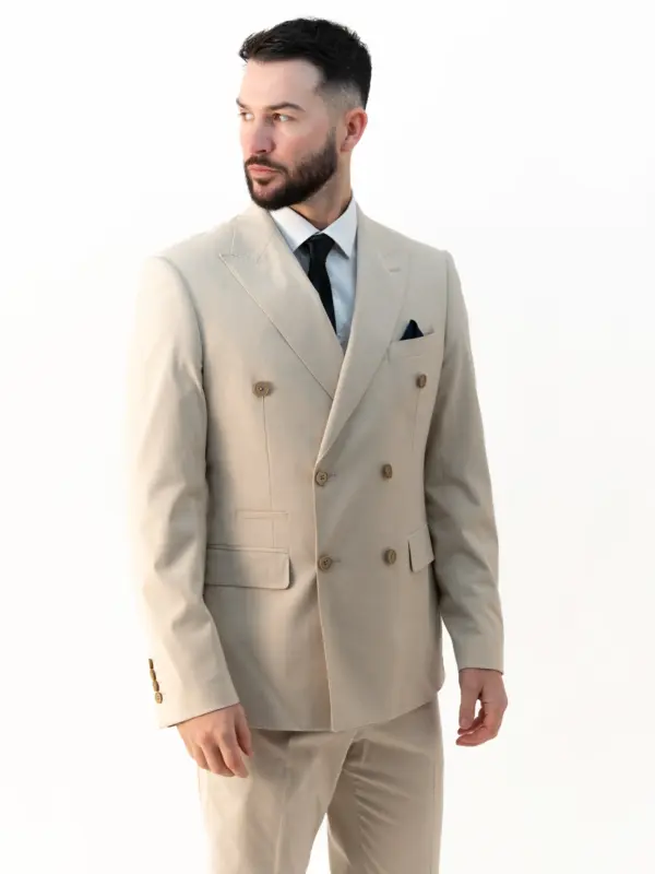 Issa - Stone Double Breasted Two Piece Suit