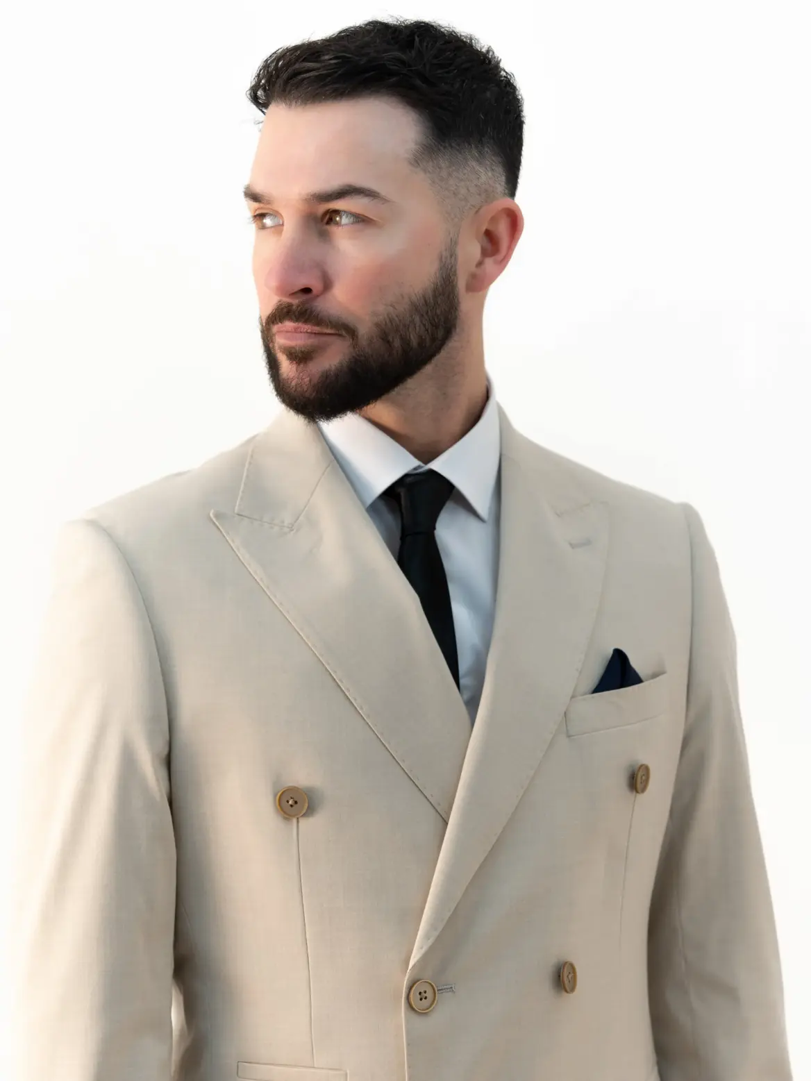 Issa - Stone Double Breasted Two Piece Suit - Image 4