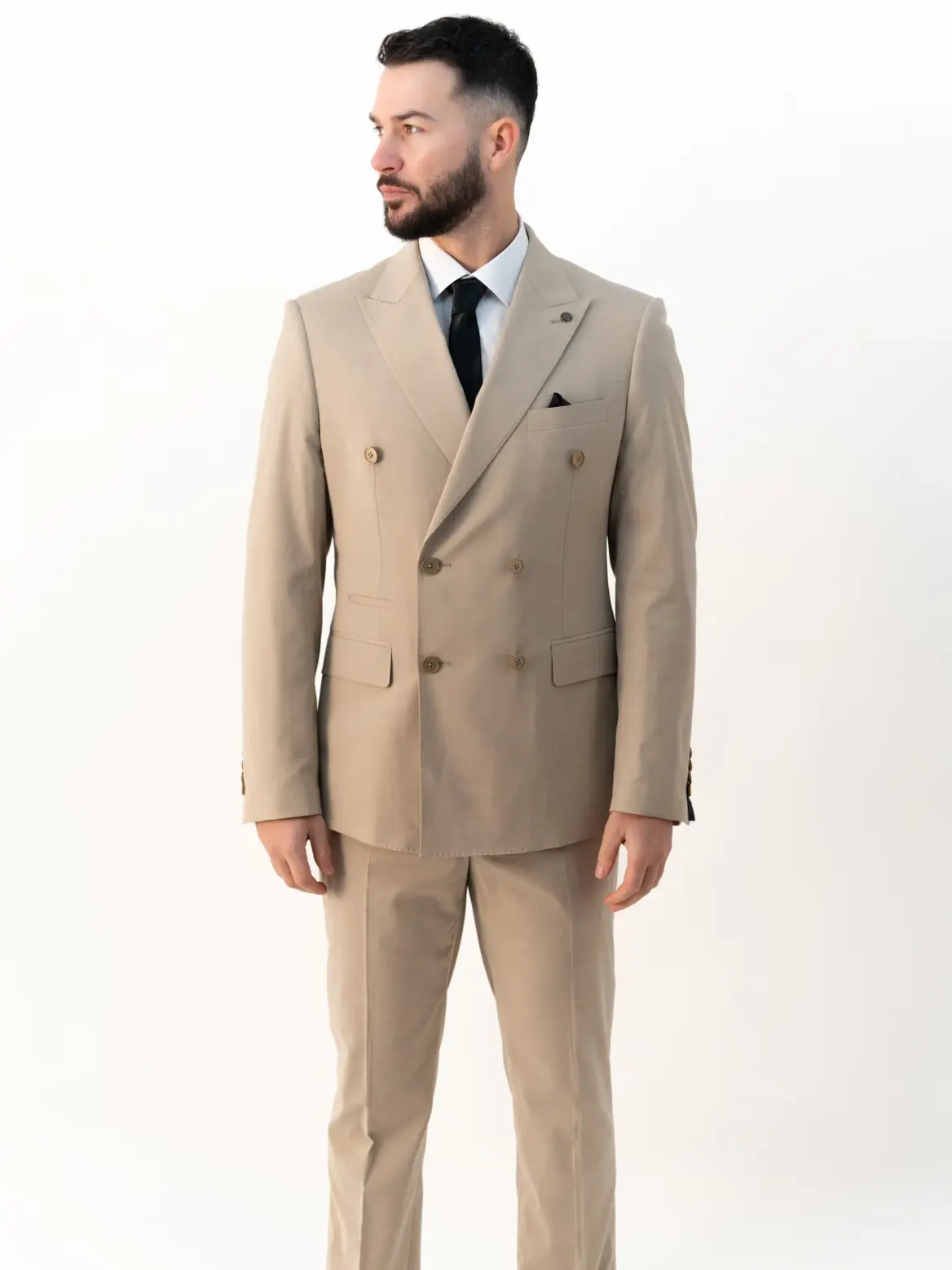 Issa - Camel Double Breasted Two Piece Suit
