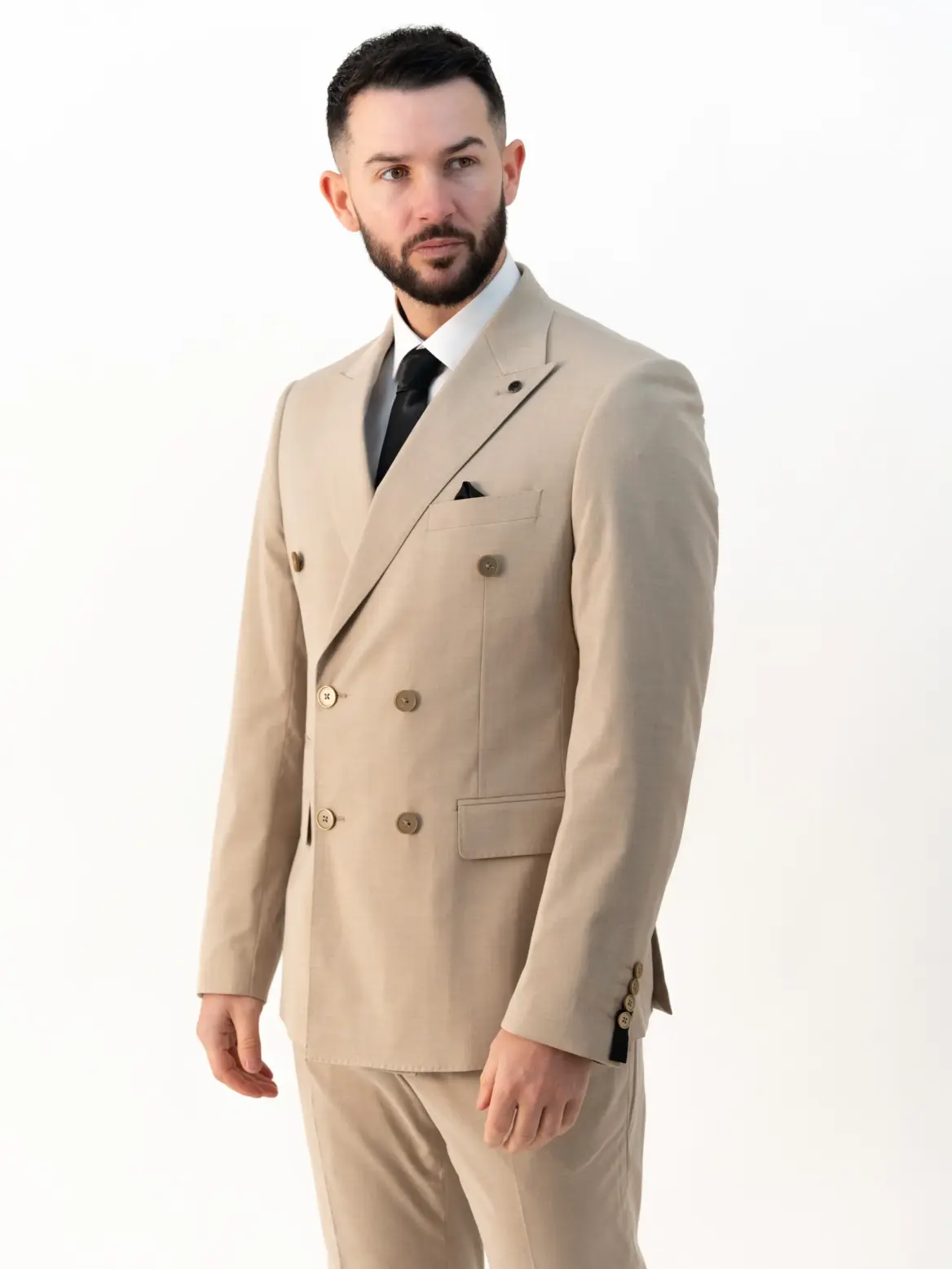 Issa - Camel Double Breasted Two Piece Suit - Image 2