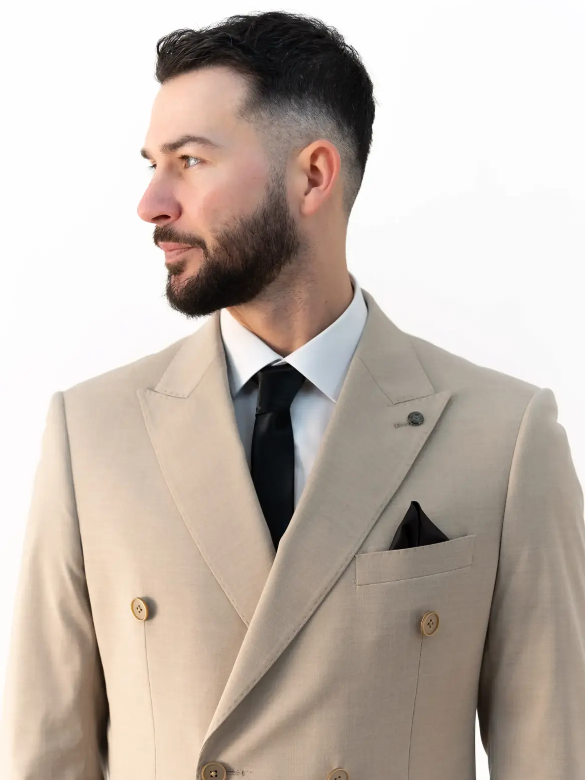 Issa - Camel Double Breasted Two Piece Suit - Image 3