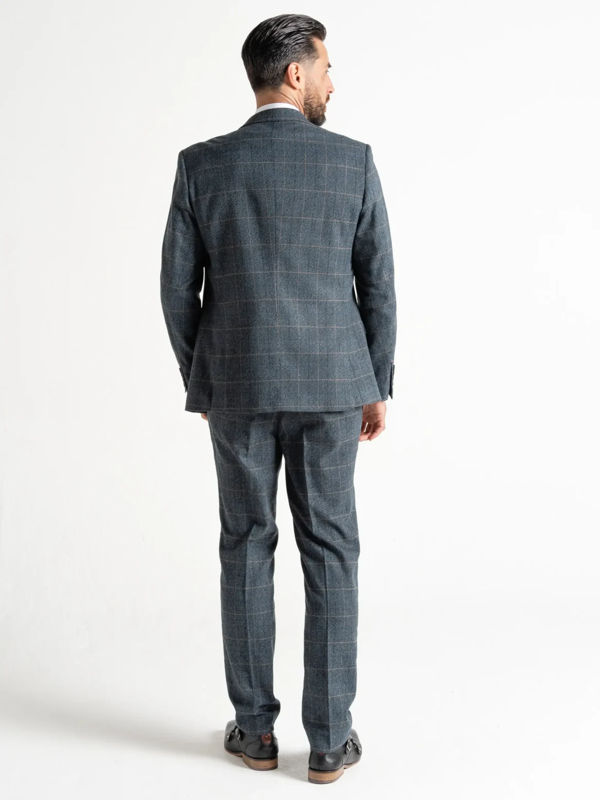 Kensington - Blue Tweed With Orange Checks - Image 4