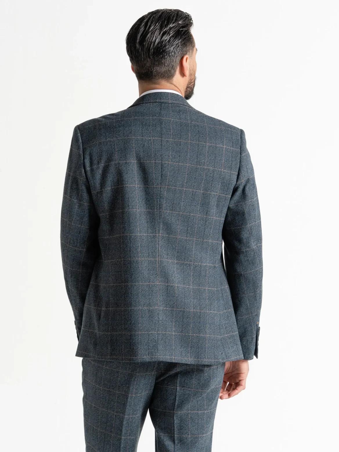 Kensington - Blue Tweed With Orange Checks - Image 5