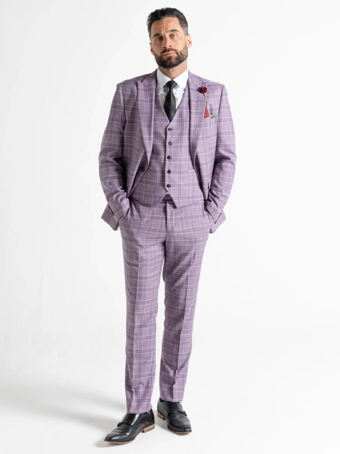 Kensington - Lilac with White and Navy Blue Checks