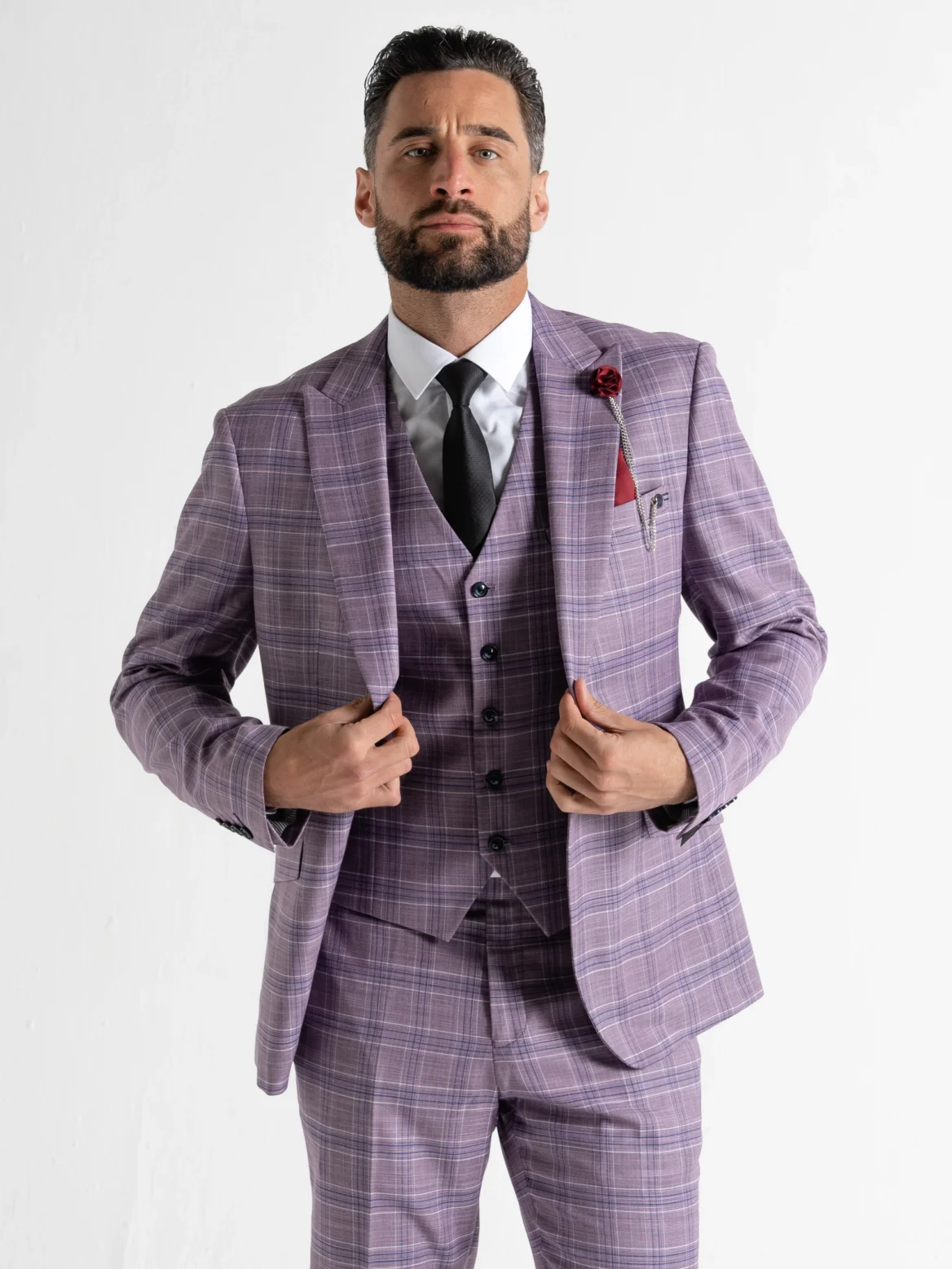 Kensington - Lilac with White and Navy Blue Checks - Image 2