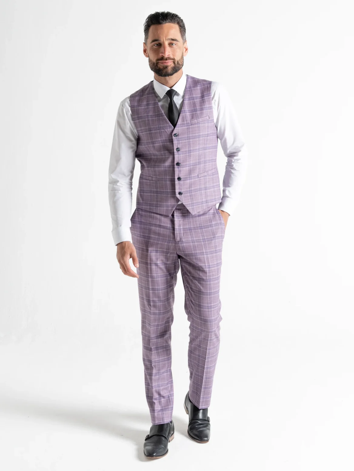 Kensington - Lilac with White and Navy Blue Checks - Image 6