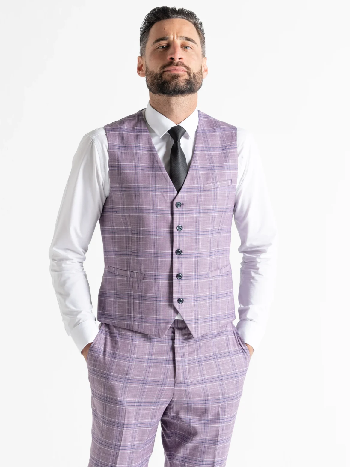 Kensington - Lilac with White and Navy Blue Checks - Image 7