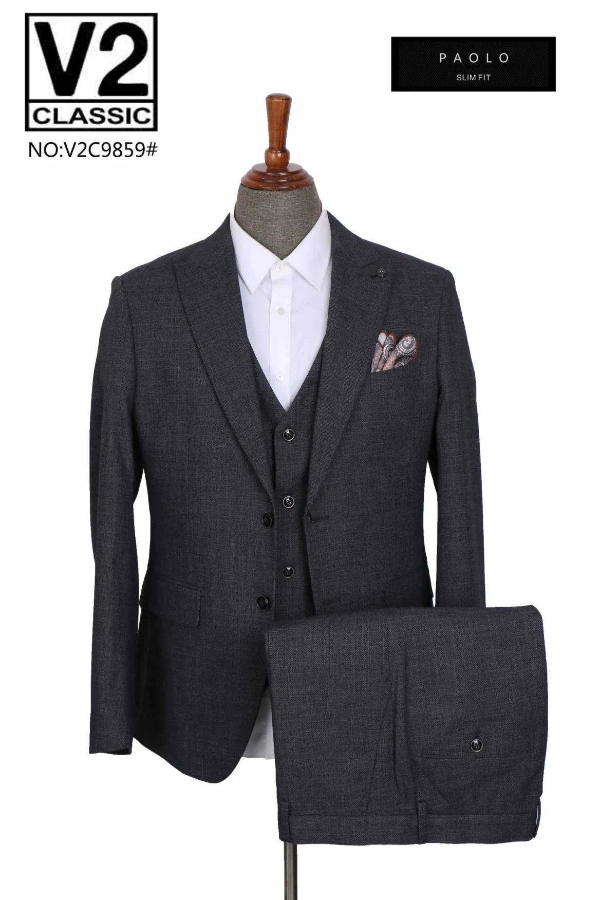 Paolo - Charcoal Three Piece Suit