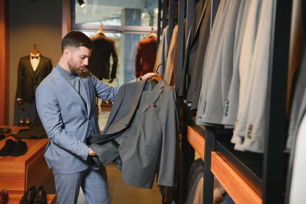 Businessman in classic vest against row of suits i 2024 02 02 23 22 21 utc