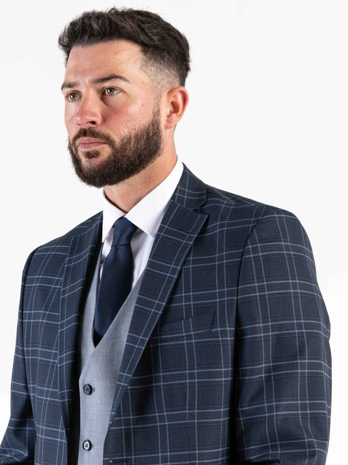 Angelo - Navy Checks Three Piece Suit - Image 2