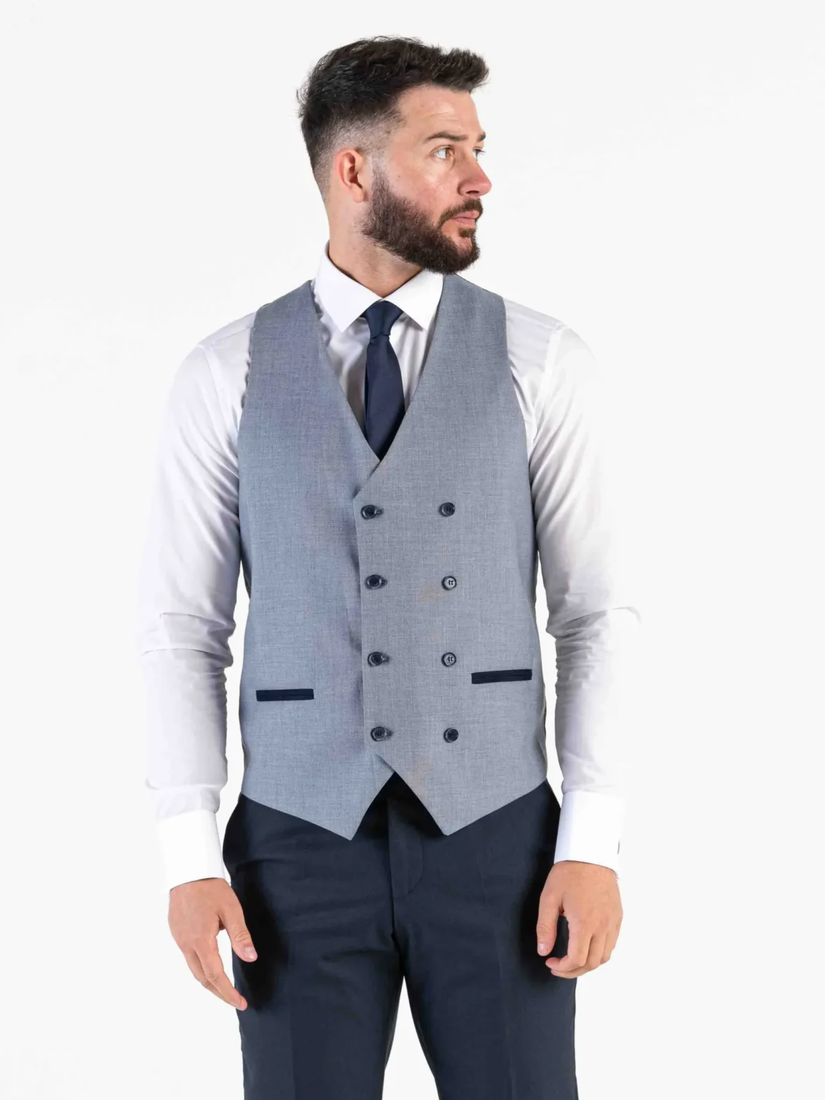 Angelo - Navy Checks Three Piece Suit - Image 6