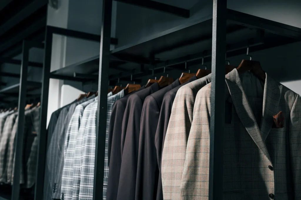 Suits hanging in a closet